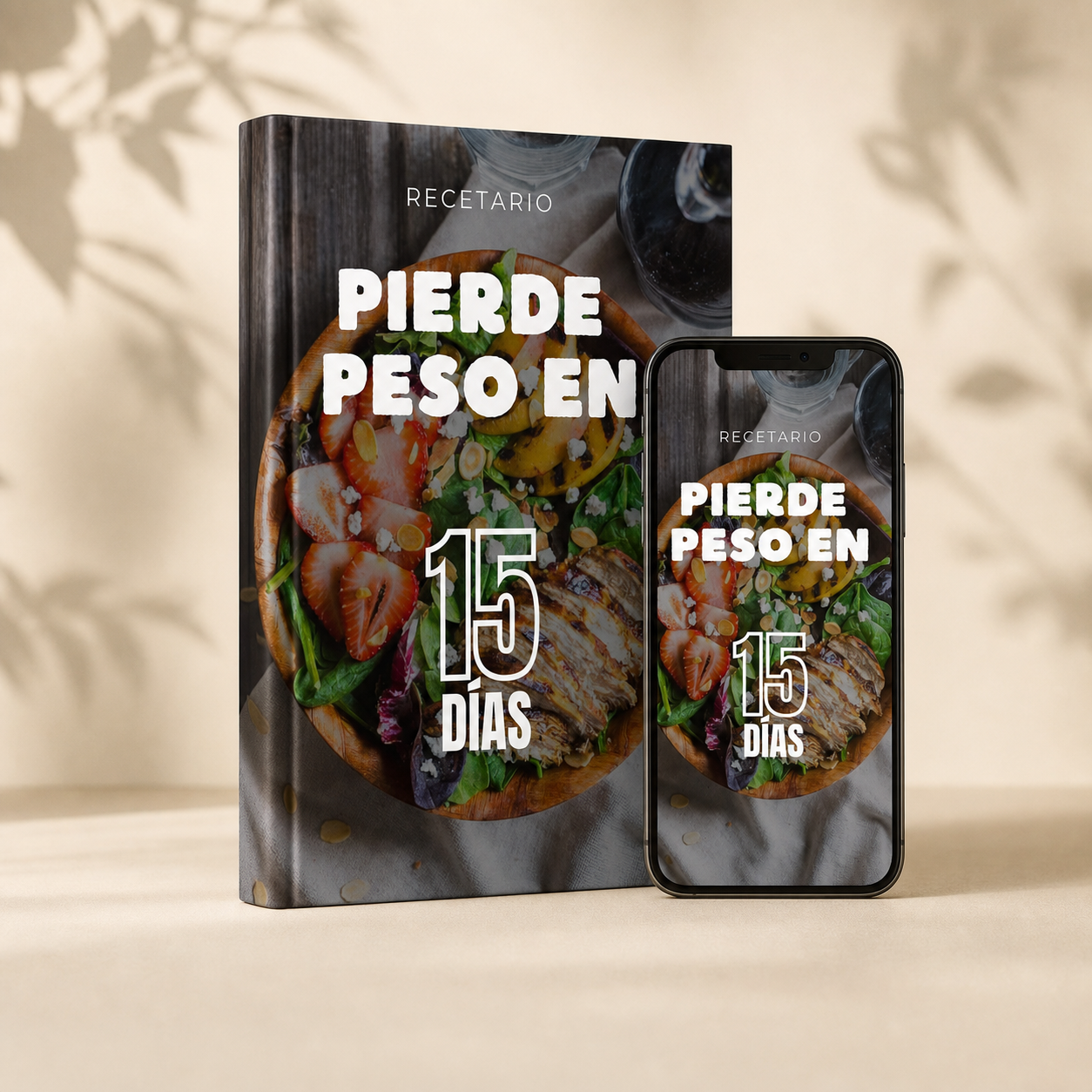 Mockup del recetario Pierde peso en 15 días