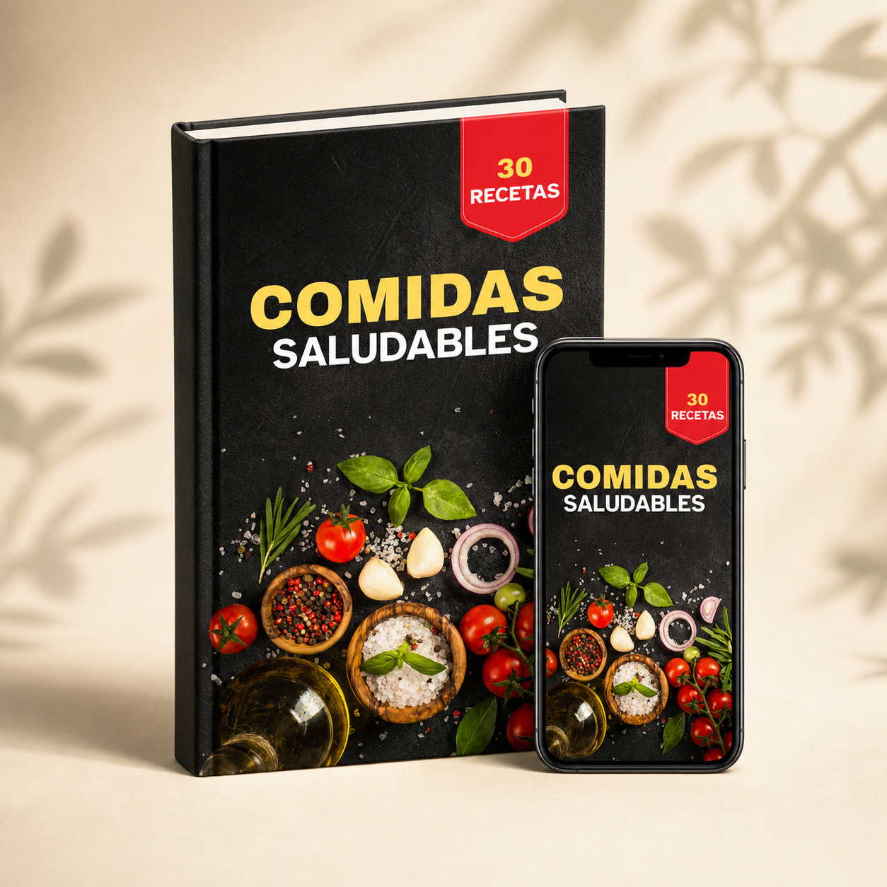 Mockup del recetario 30 comidas saludables