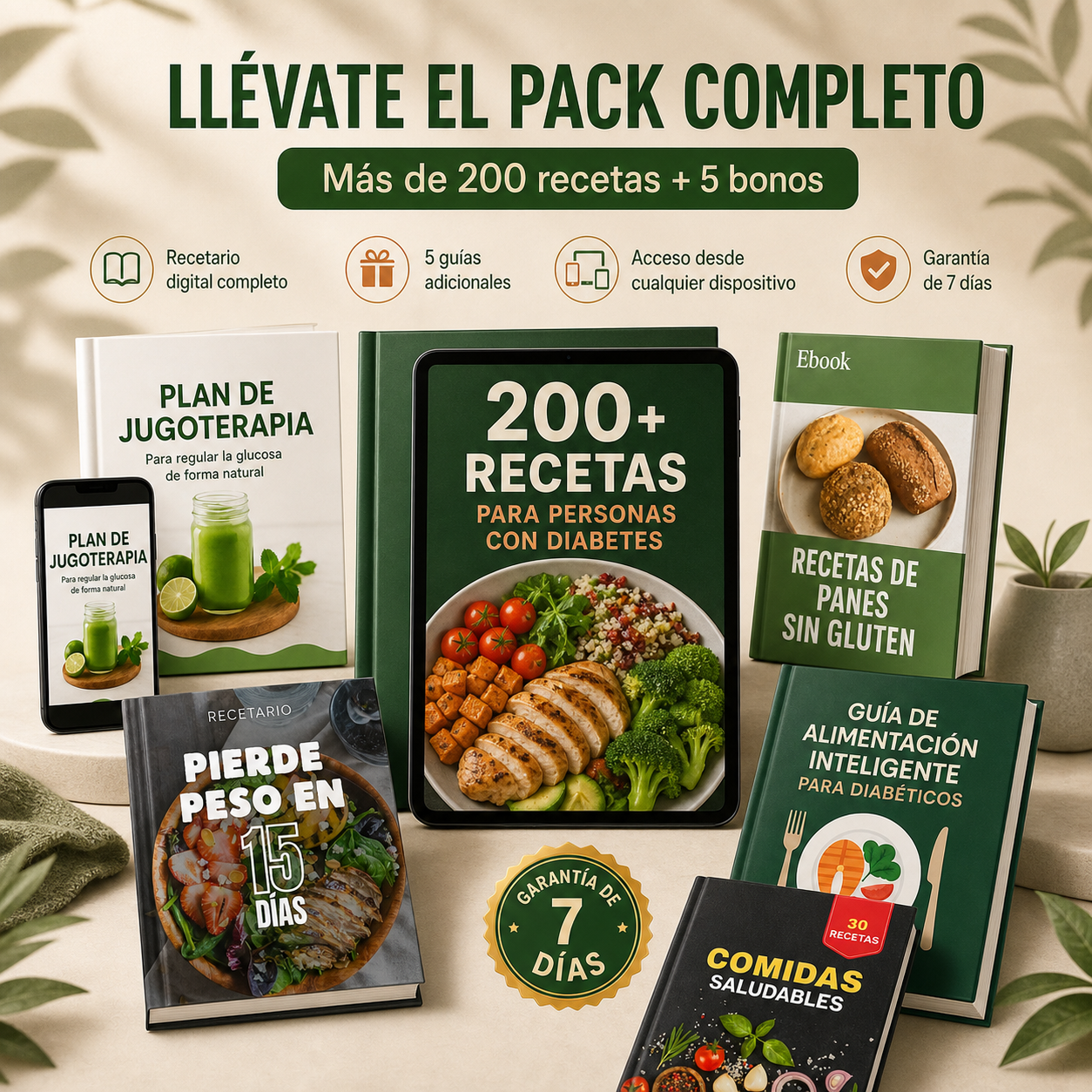 Pack completo con más de 200 recetas y 5 bonos