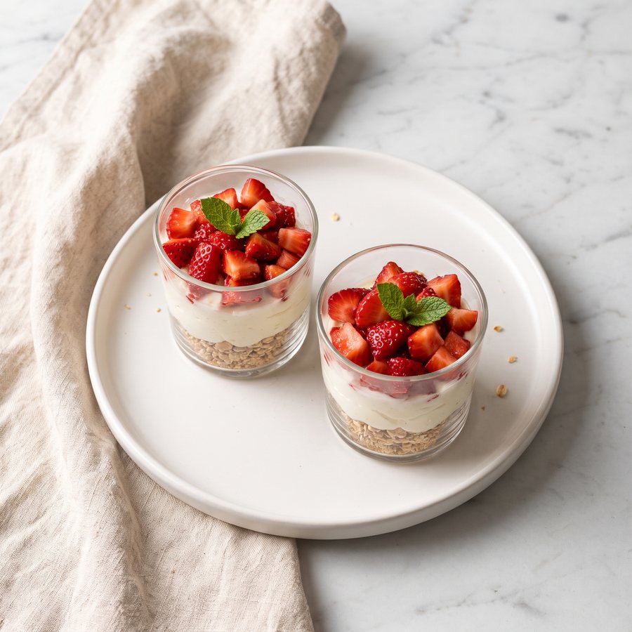 Cheesecake en vaso con fresas
